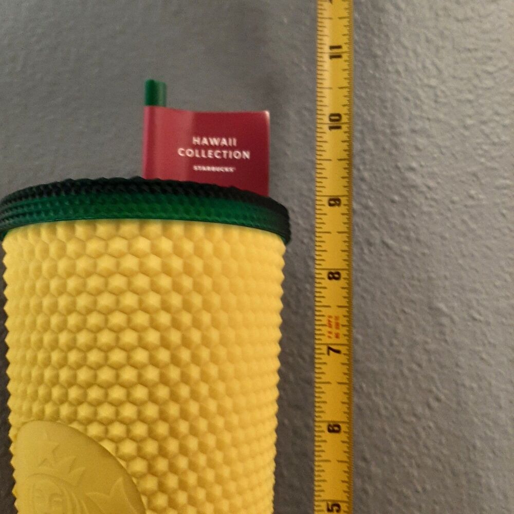 NEW Starbucks Cup Yellow 24 OZ Hawaii Collection with Straw Textured Pinapple - Picture 6 of 7